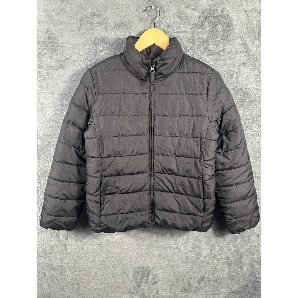 The Childrens Place Girls XXL 16 Black Puffer Jacket Full Zip Quilted Outerwear